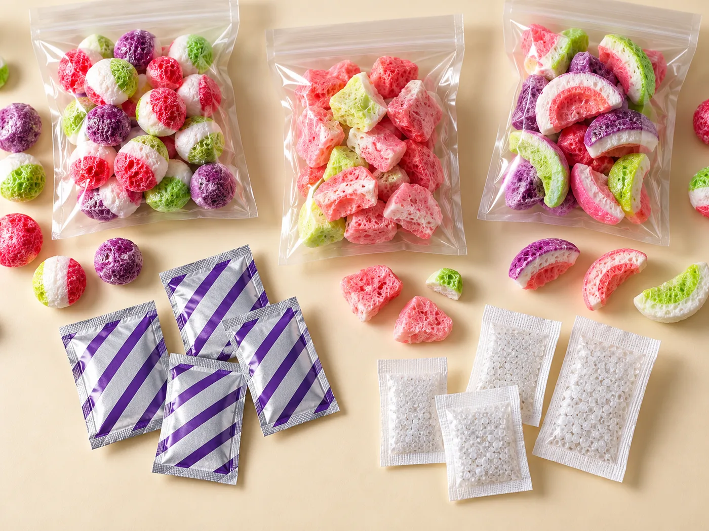 Oxygen Absorbers vs Desiccant Packs for Freeze Dried Candy