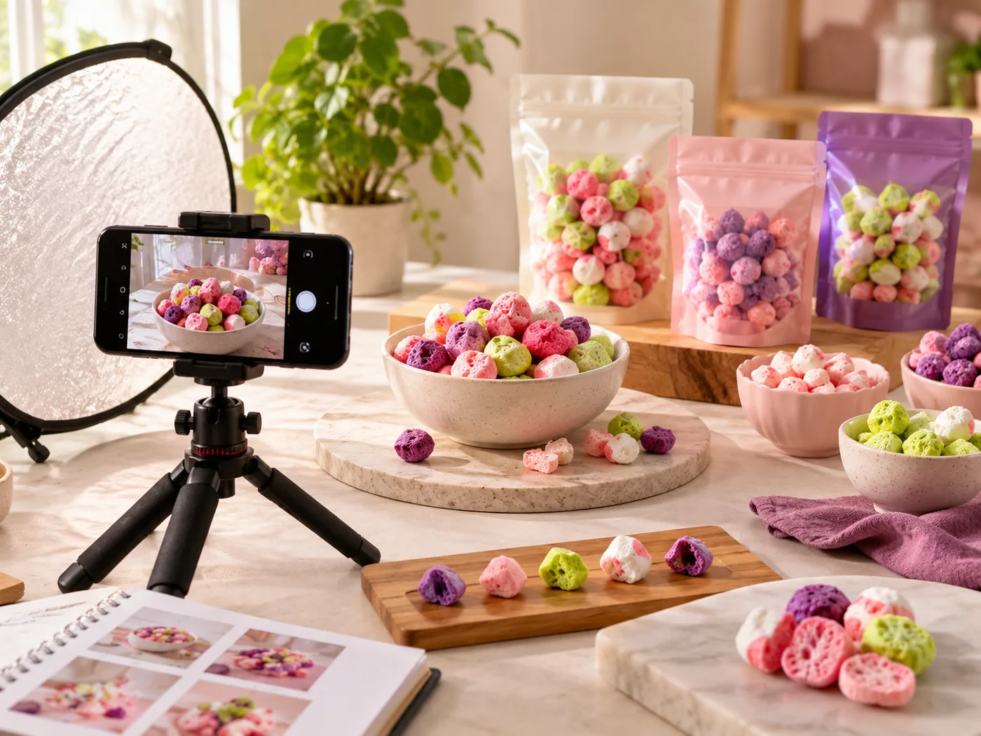 A simple product photo shot list for a new candy business
